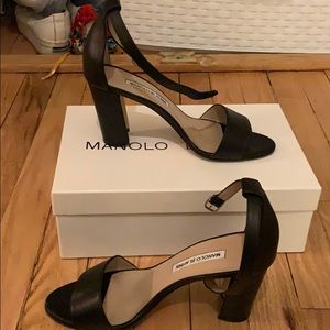 Manolo Blahnik Ankle Strap Heeled Sandal